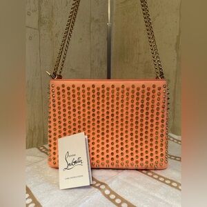 Christian Louboutin Tribouli Leather Handbag in Coral/Peach